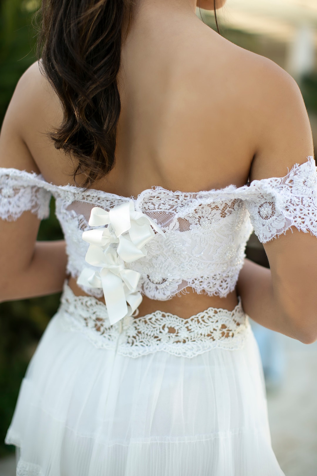 Casual Bridal Separates with Lace Wedding Skirt