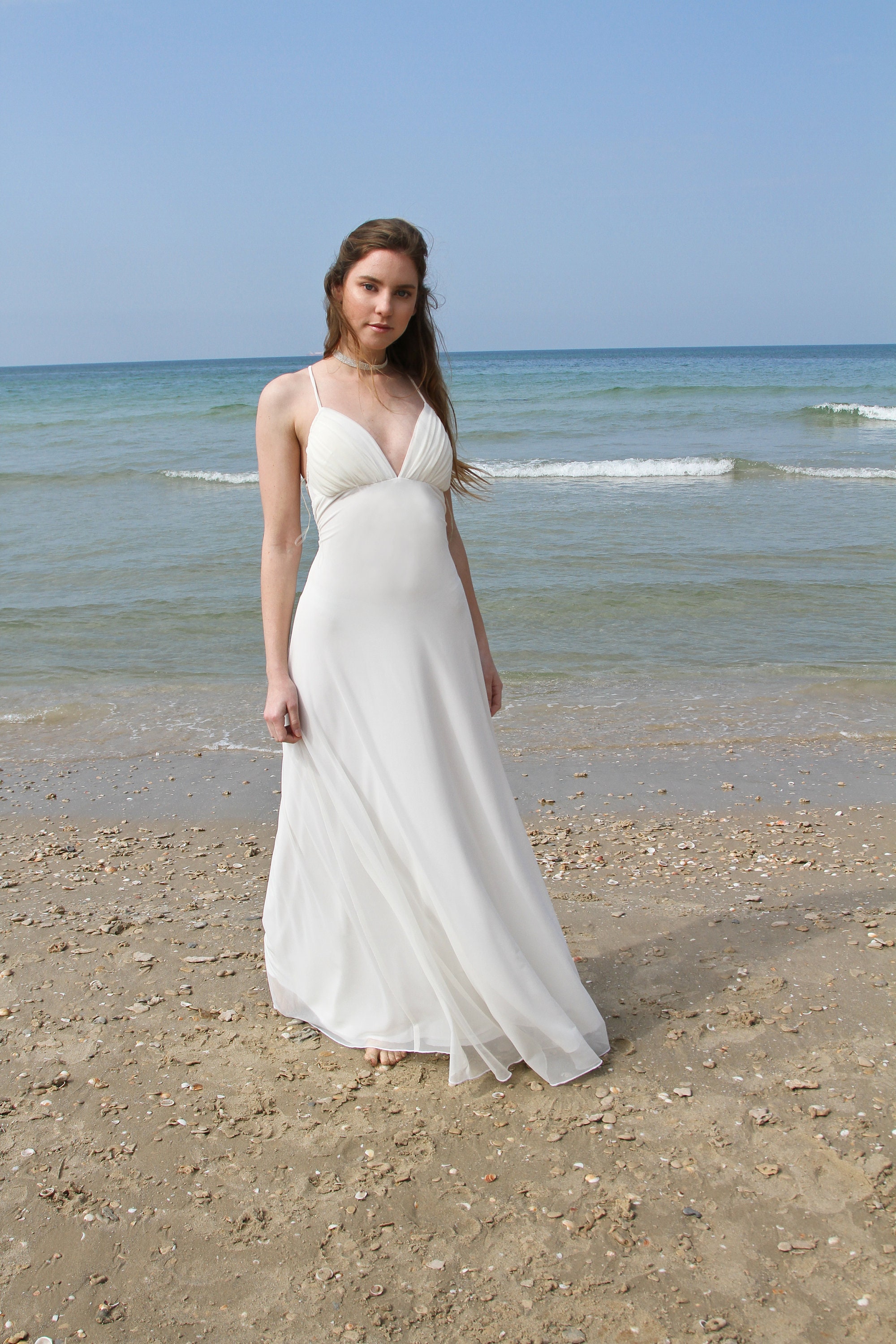 Ivory Beach Dress Sexy Backless Lace Wedding Dresses With Sleeves Bohemian  Ivory