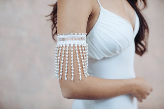 Pearl Arm Band Boho Jewelry Pearl Bracelet Cuff Upper Arm
