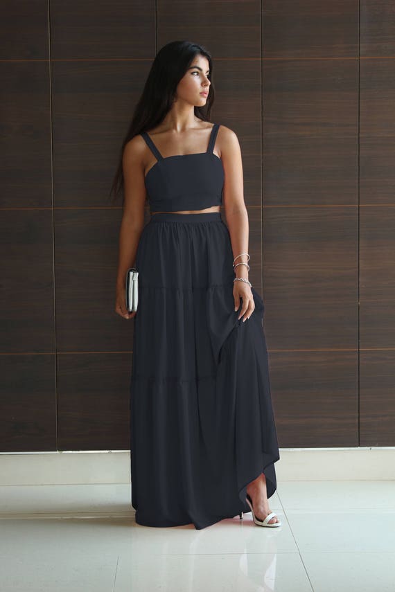 maxi dress with crop top