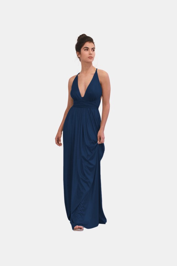 navy blue maxi evening dress