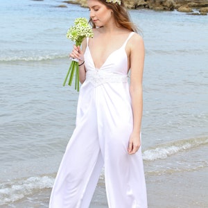 White Wedding Suit, Womens Jumpsuit, White Jumpsuit, Boho Wedding, Women Wedding Suit, Alternative Wedding Dress, Women White Romper, Bridal image 7