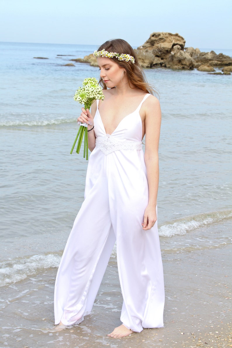 White Wedding Suit, Womens Jumpsuit, White Jumpsuit, Boho Wedding, Women Wedding Suit, Alternative Wedding Dress, Women White Romper, Bridal image 7