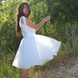 Boho Wedding Dress, Wedding Dress Separates, Bridal Separates, Two piece Wedding dress, Short Wedding Dress, Tulle Wedding Skirt, Lace Top