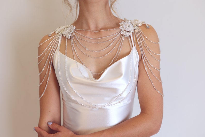 Wedding Shoulder Jewelry, Lace Bridal Epaulettes Sleeves, Crystal Shoulder Necklace, Wedding Dress Sleeves Add On, Rhinestone Cover Up