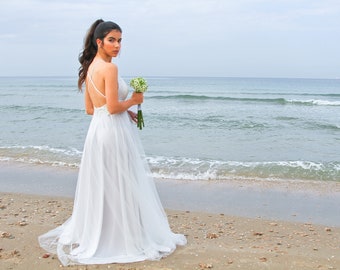Boho Wedding Dress, Wedding Dress, Ivory Wedding Dress, Beach Wedding Dress, Bridal Dress, Lace Wedding Dress, Long Wedding Dress, White