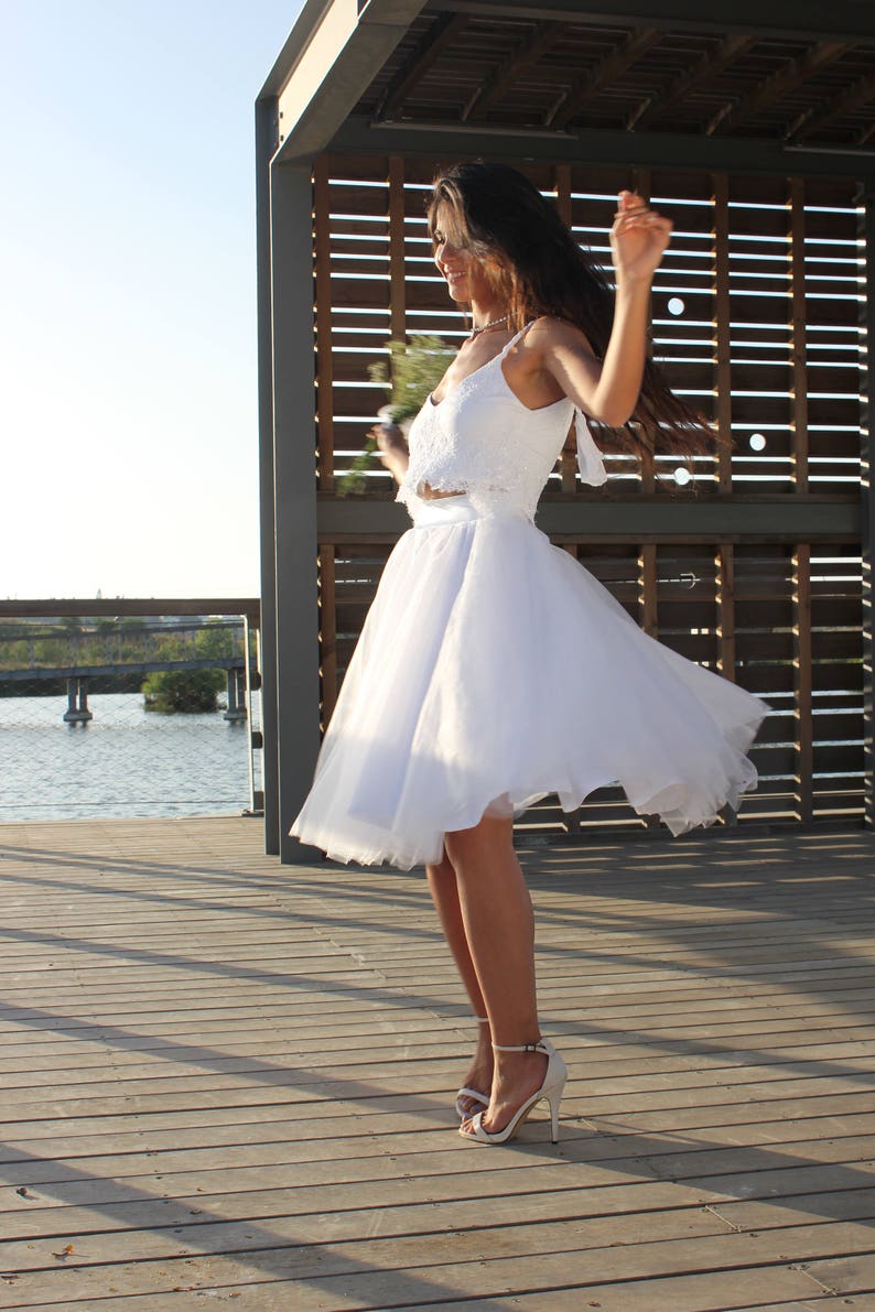 Bridal Separates, Bridal Top, Jupe de mariage, Dentelle Bridal Separates, Dentelle Bridal Top, Tulle Wedding Skirt, White Separates, Boho Wedding image 5