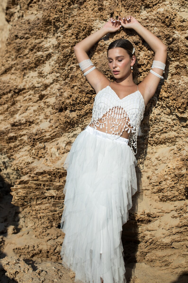 Boho Wedding Dress Wedding Skirt Tulle Skirt White Skirt Etsy
