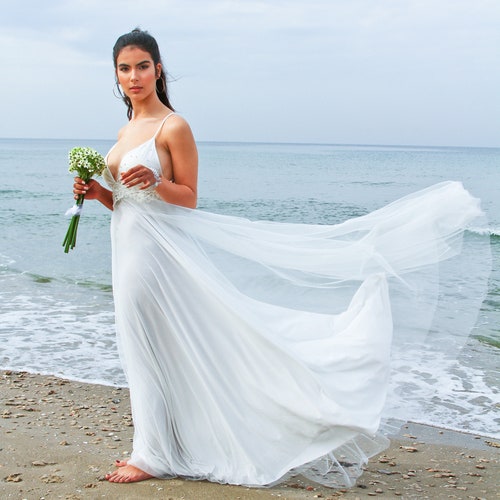 princess polly baby blue dress Boho Lace Wedding Dress, Backless Beach Bridal Gown