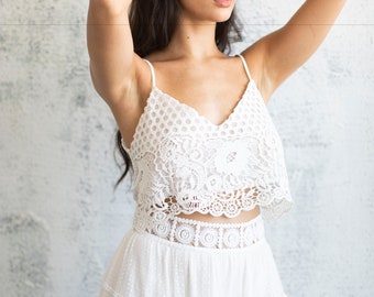 Bridal Separates, Boho Wedding Dress, Wedding Top, Alternative Wedding Dress, Ivory Crop Top, Lace Wedding Top, Civil Wedding Dress, Bodice