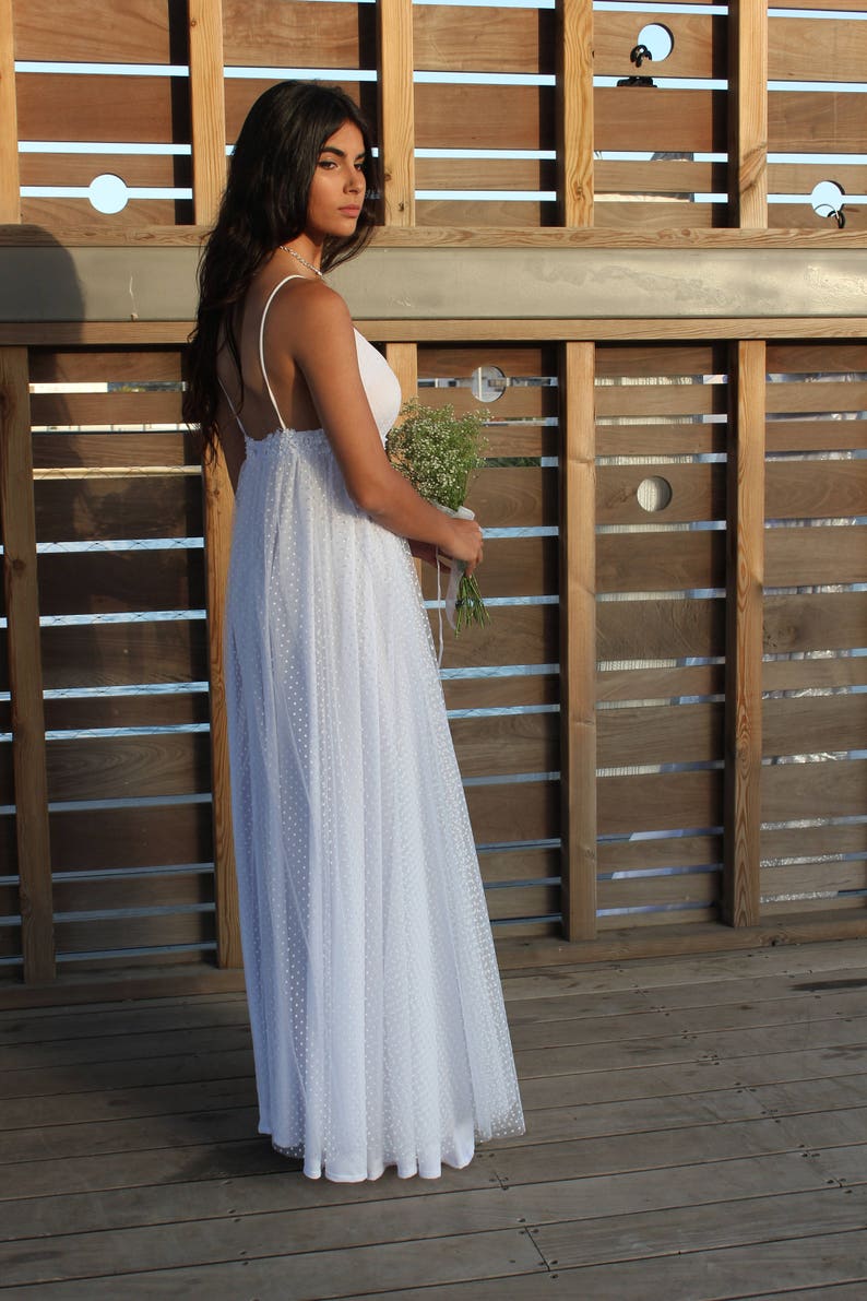 White Wedding Dress, Boho Wedding Dress, Bohemian Wedding Dress, Beach Wedding Dress, Tulle Wedding Dress, Rustic Wedding Dress, Custom Made image 5