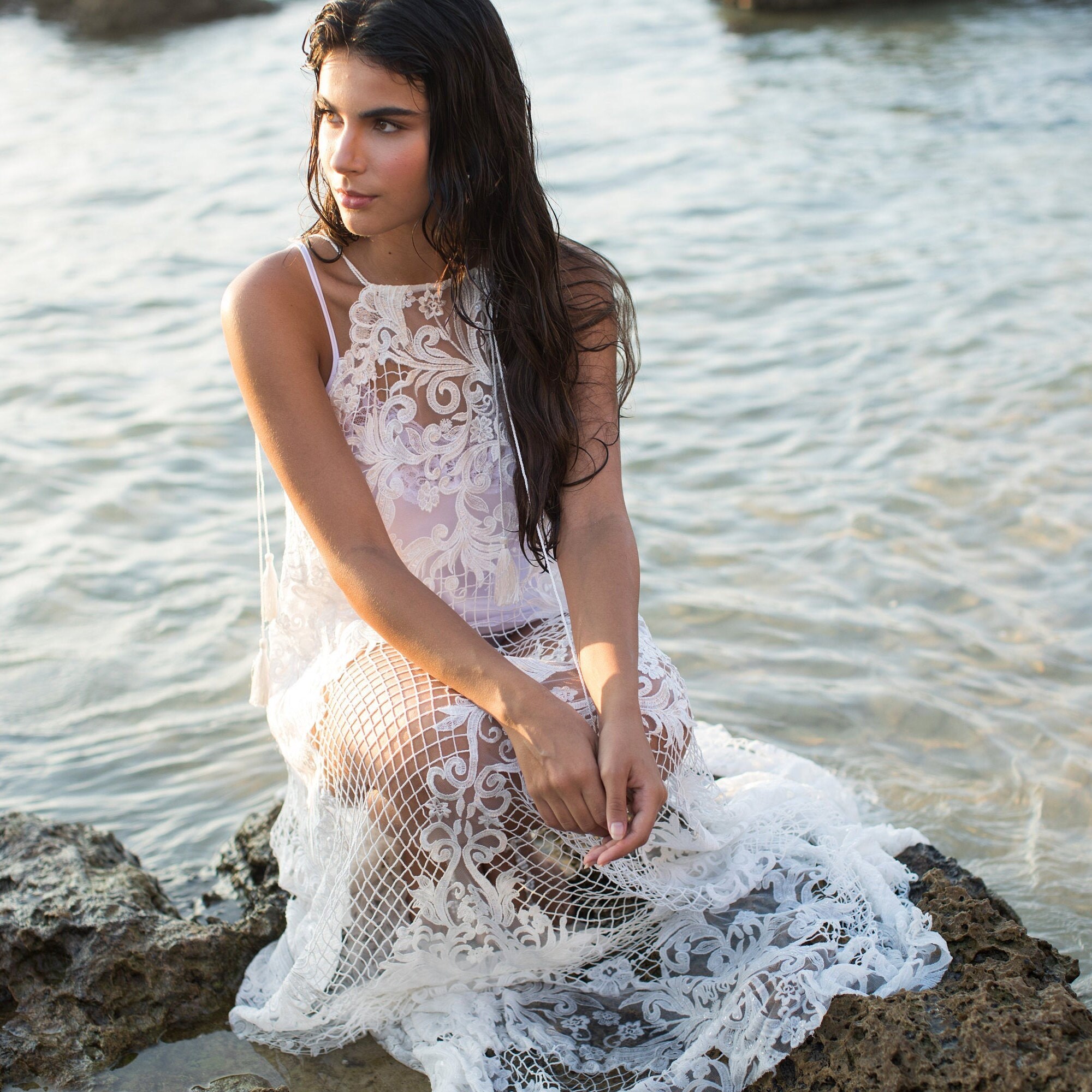 lace beach dress Boho Lace Beach Wedding Dress main image 1