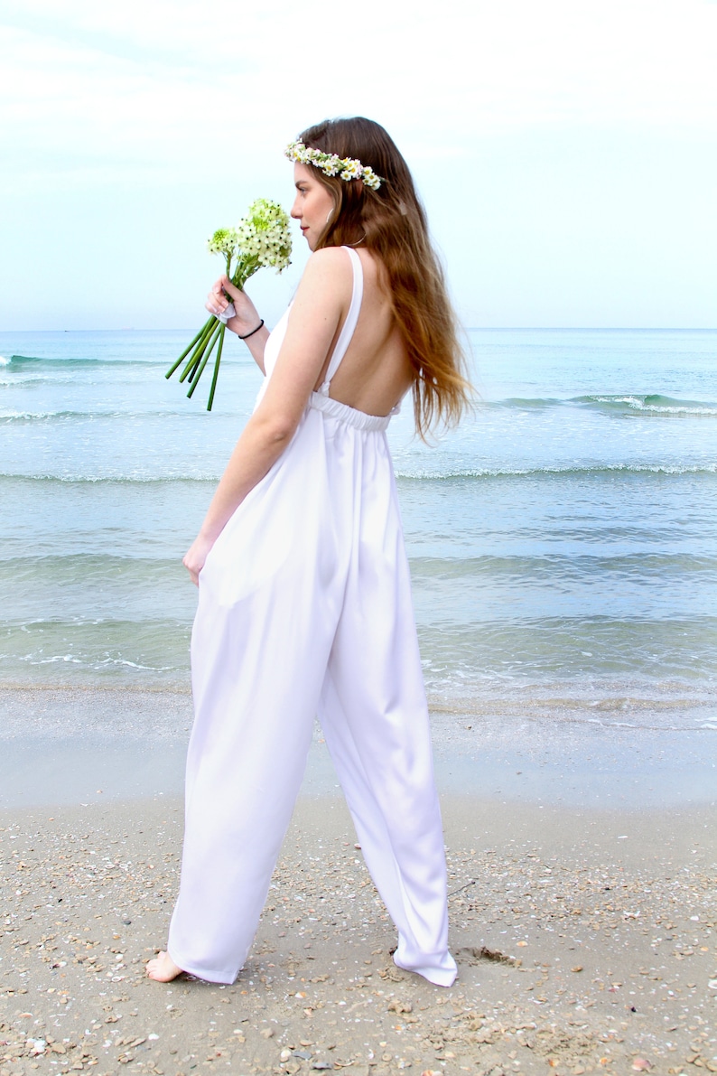 White Wedding Suit, Womens Jumpsuit, White Jumpsuit, Boho Wedding, Women Wedding Suit, Alternative Wedding Dress, Women White Romper, Bridal image 1