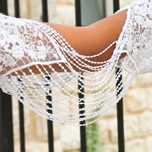 Lace Bridal Jewelry, Tassel Bracelet, Bridal Party Gift, Adjustable Bracelet, White Arm Bracelet, Sleeve Wedding Dress, Boho Arm Cuff, Gift