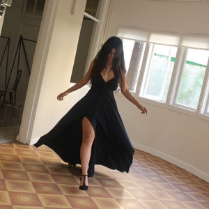 Women dress, Party Dress, Maxi Dress, Evening Dress, Long Dress, Slit Dress, Bridesmaid Dress, Wrap Dress, Prom Dress, Navy Blue Dress