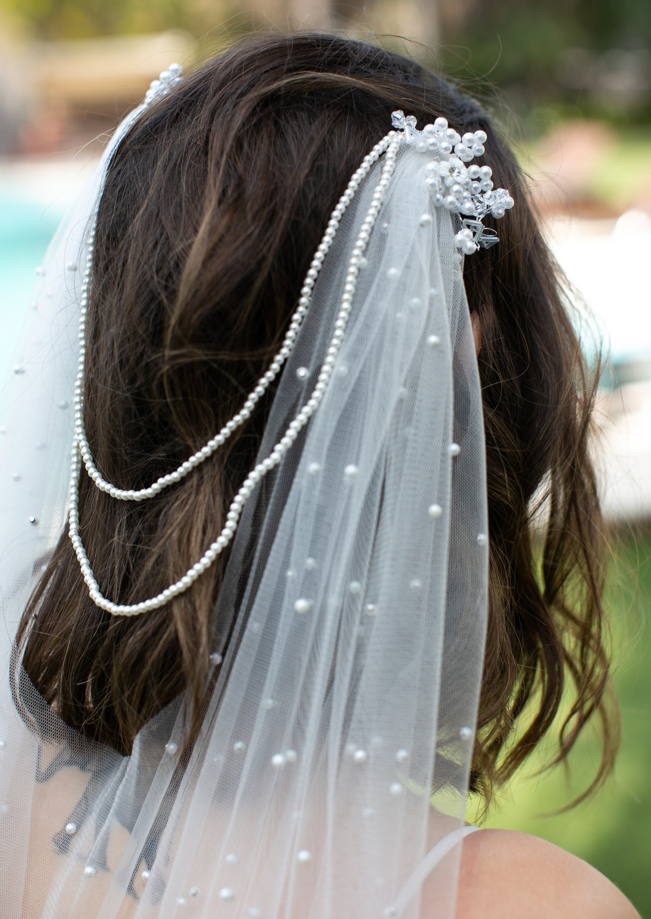 Bridal Hair Accessories Beaded Wedding Veil Pearl Embalished - Etsy New  Zealand