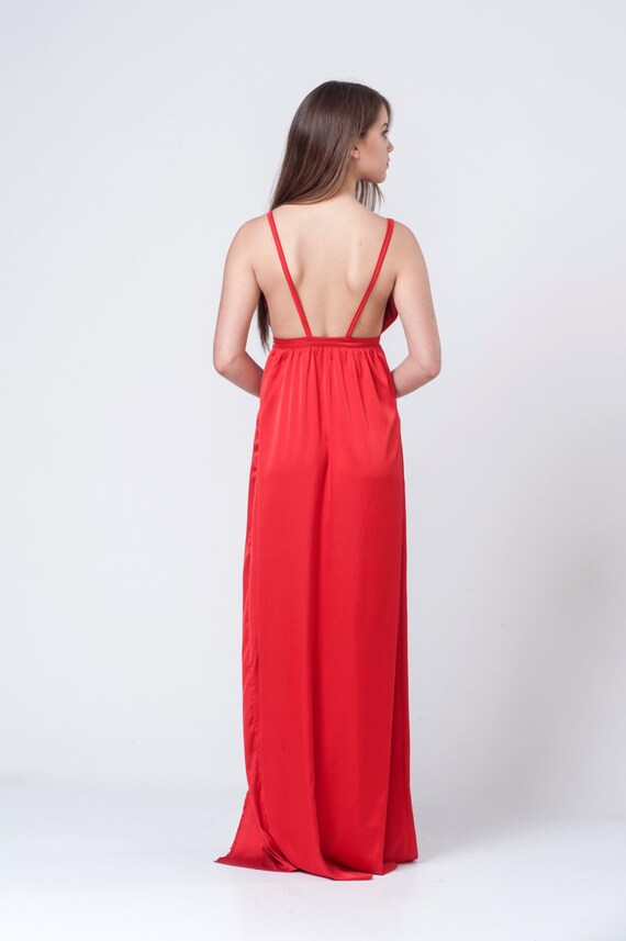 satin maxi evening dress