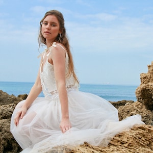 Beach Wedding Dress, Boho Wedding Dress, Bridal Separate, White Crop Top, Lace Bridal Separates,Two Piece Wedding Dress, Beach Wedding, Top
