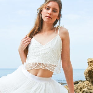 Wedding Dress Separates, Bridal Separates, Two piece Wedding dress, Beach Wedding Dress, Boho Wedding, Alternative Wedding Dress, Crop Top image 1