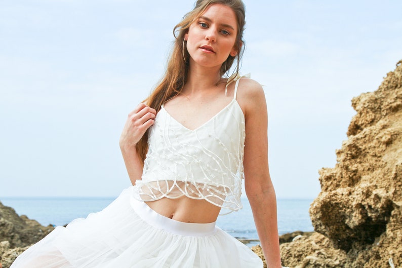 Wedding Dress Separates, Bridal Separates, Two piece Wedding dress, Beach Wedding Dress, Boho Wedding, Alternative Wedding Dress, Crop Top image 1