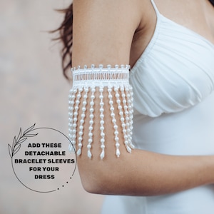 Pearl Arm Band, Boho Jewelry, Pearl Bracelet Cuff, Upper Arm Bracelet, Arm Band, Fringe Jewelry, Bride to be Gift, Bridesmaid Accessories,