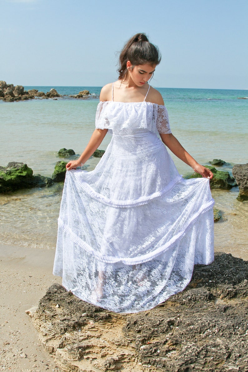 Lace Wedding Dress, Boho Wedding Dress, Wedding Dress, Beach Wedding Dress, White Wedding Dress, Vintage Wedding Dress, Long Wedding Dress image 4