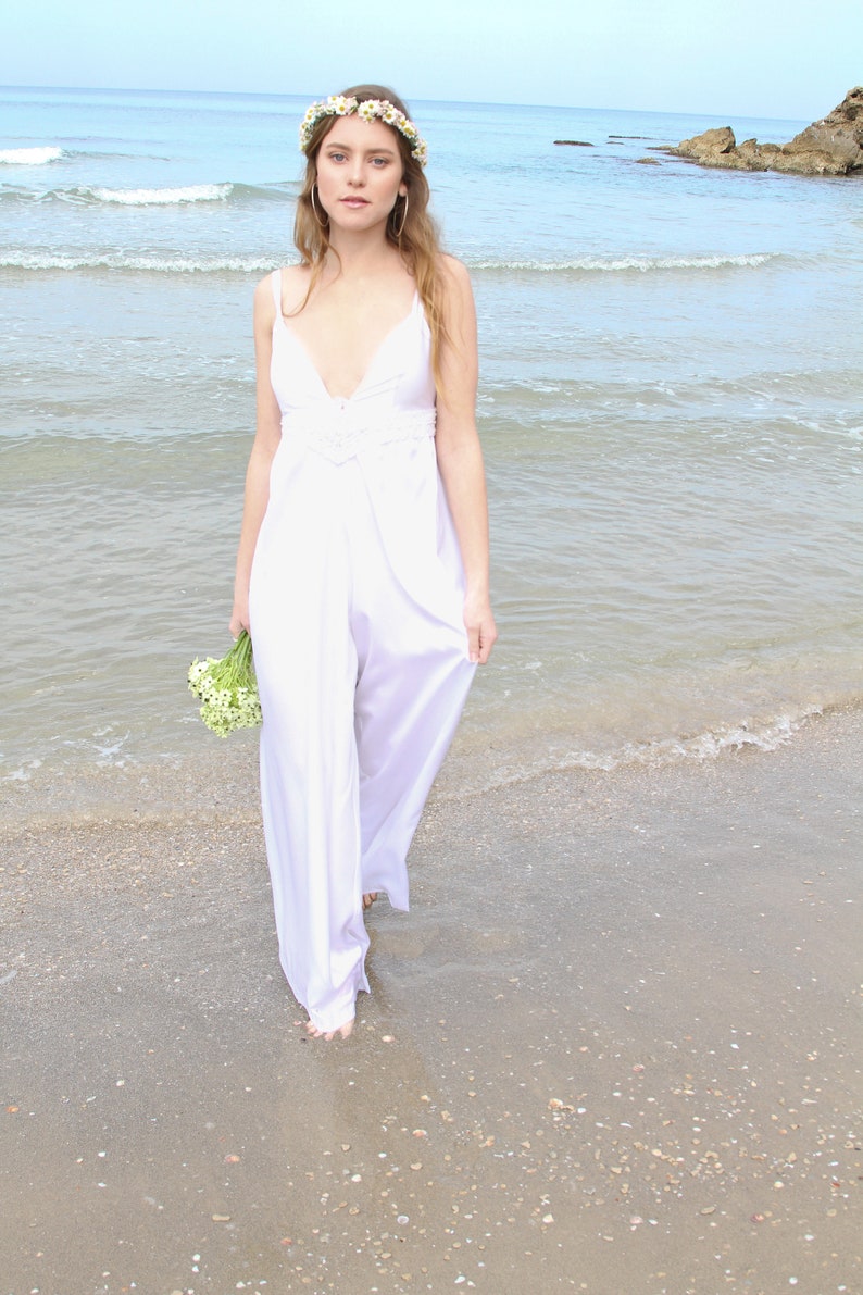 White Wedding Suit, Womens Jumpsuit, White Jumpsuit, Boho Wedding, Women Wedding Suit, Alternative Wedding Dress, Women White Romper, Bridal image 6