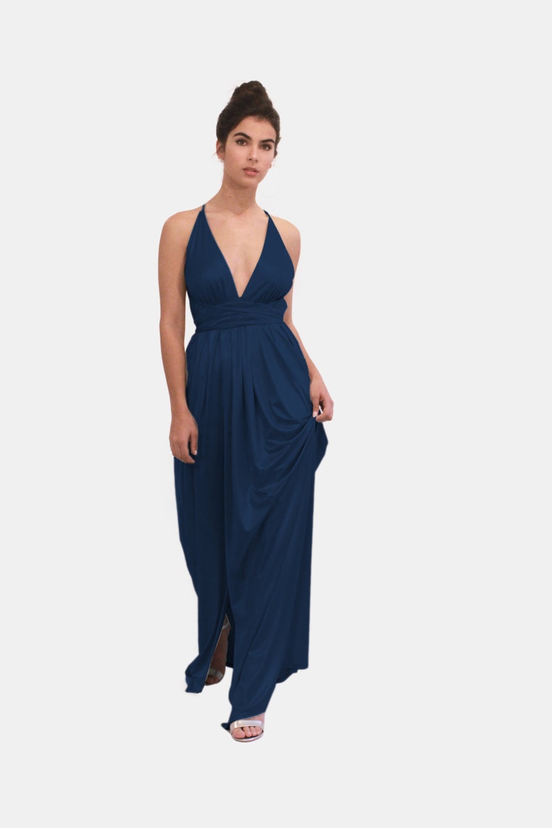 Navy Blue Prom Dress Maxi Dress Bridesmaid Dress Long Dress Navy Blue Evening Dress Party Dress Blue Open Back Dress Evening Dress