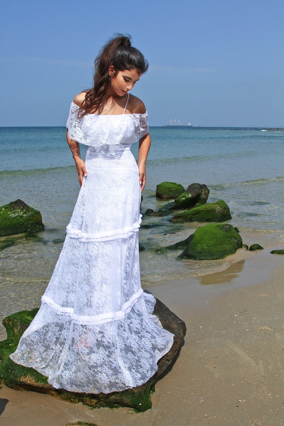 Wedding Dress Beach Wedding Dress Lace Wedding Dress Boho Etsy