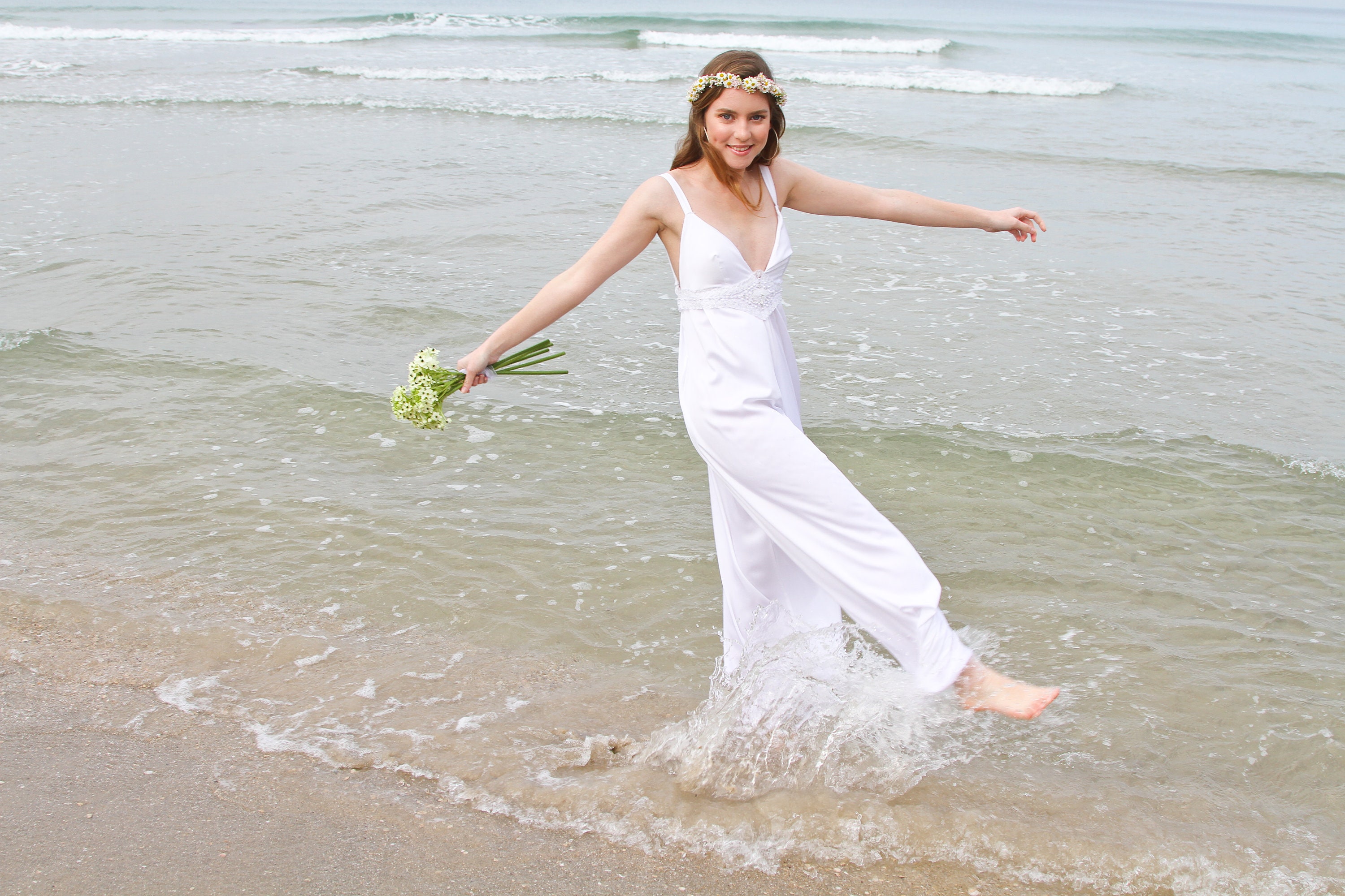 white suit beach wedding