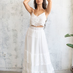 Bridal Separates, Lace Bridal Separates, Wedding Top, Bridal Skirt, Maxi Skirt, Two Piece Dress, Boho Wedding Dress, Elope Dress, Maxi Skirt