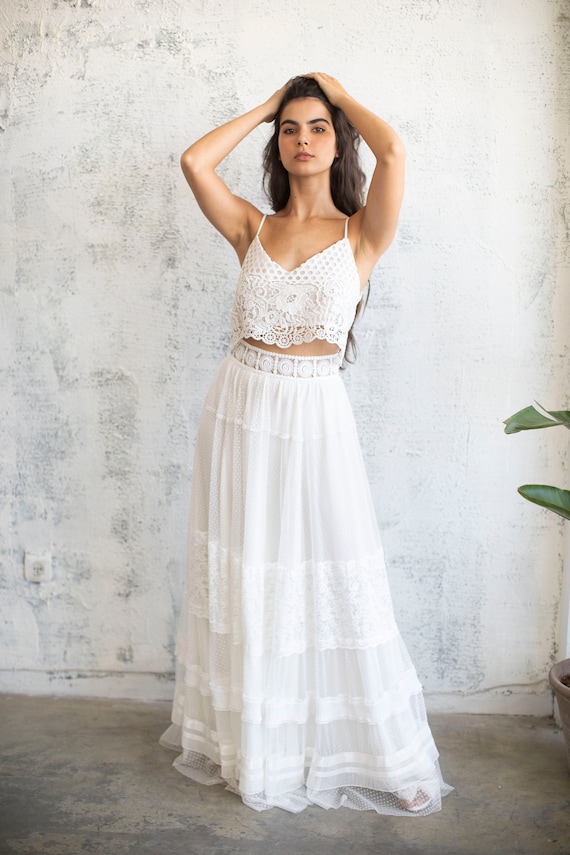 Bridal Separates, Lace Bridal Separates, Wedding Top, Bridal Skirt, Maxi  Skirt, Two Piece Dress, Boho Wedding Dress, Elope Dress, Maxi Skirt -   Canada