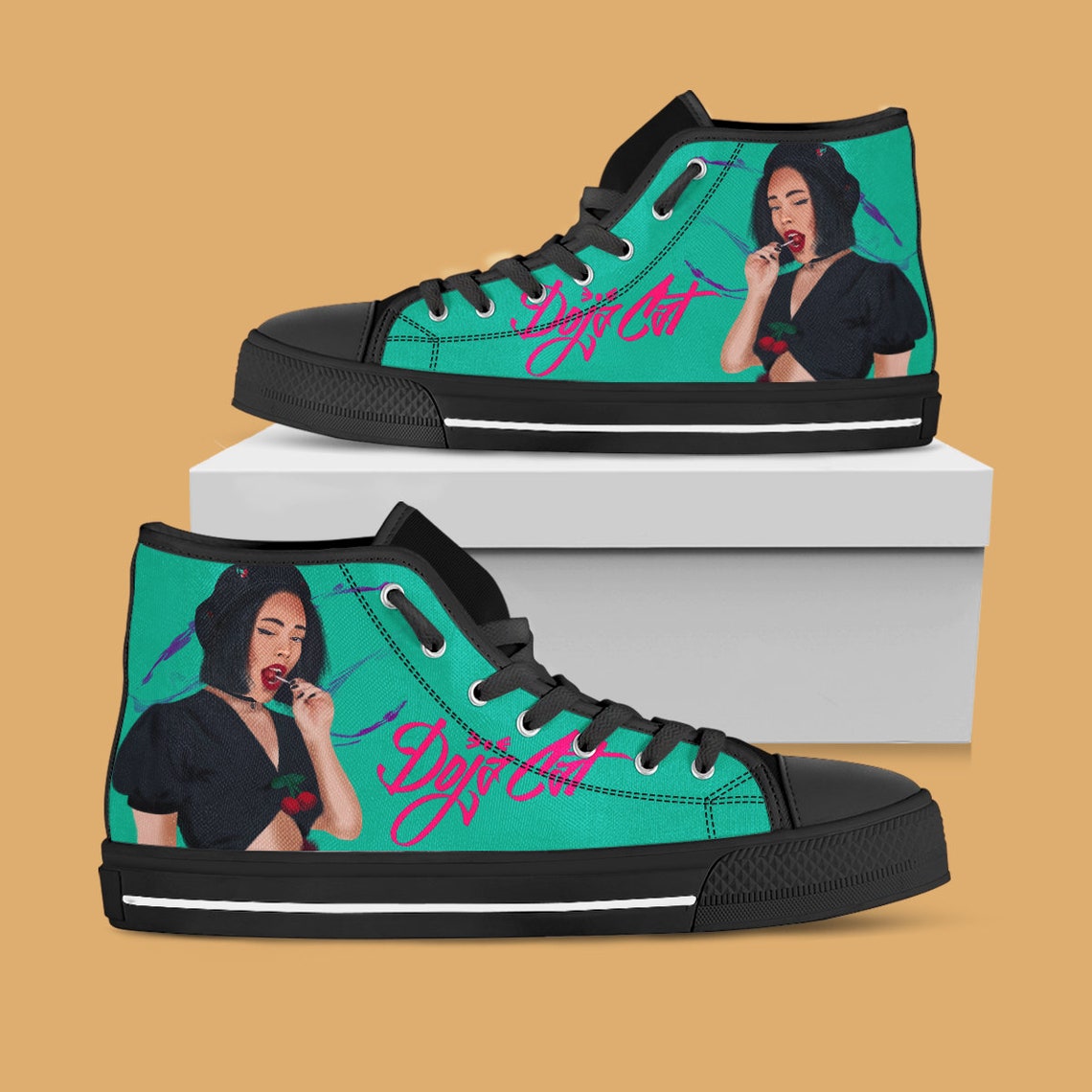 Doja Cat Custom High Top Doja Cat Painted Canvas Shoes Etsy
