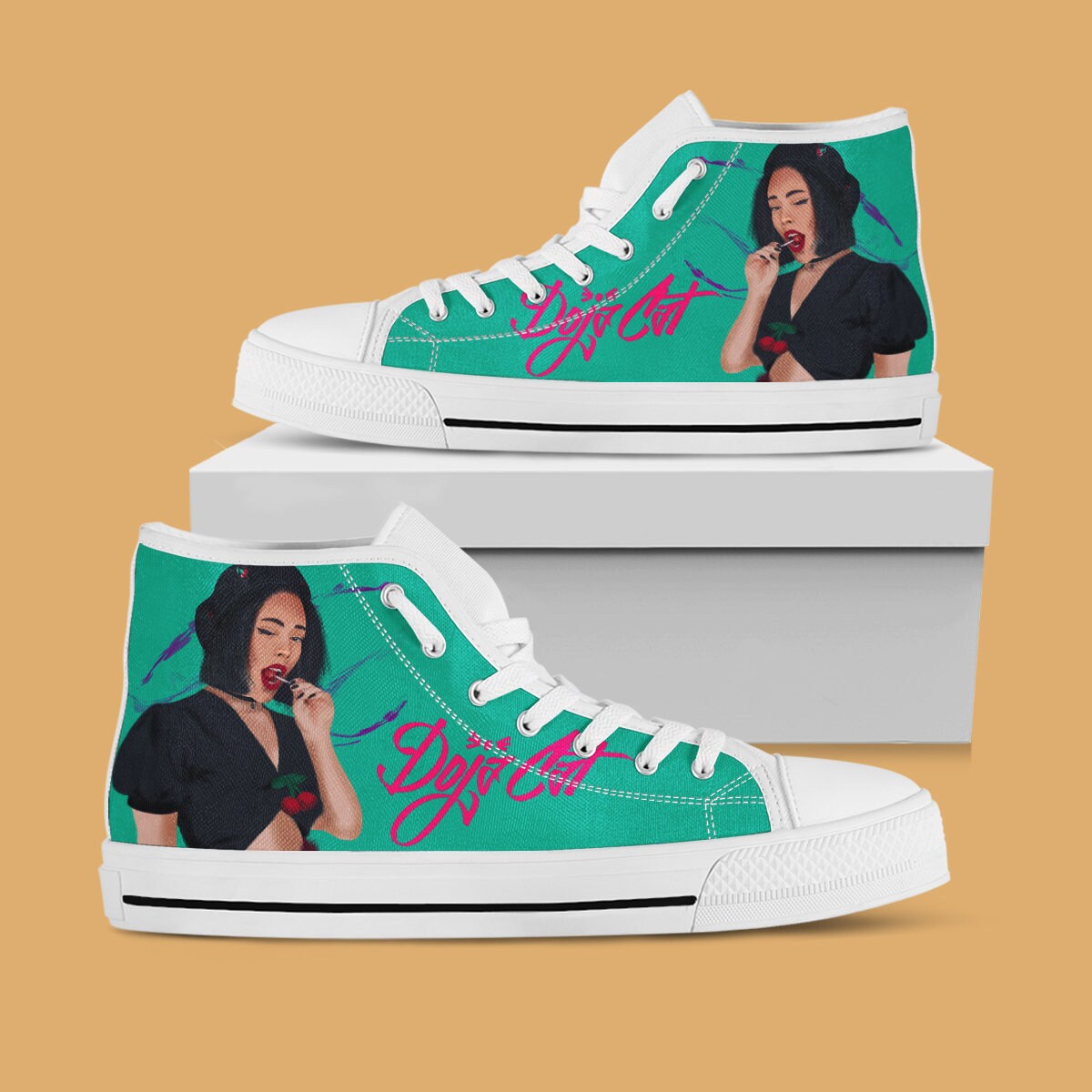 Doja Cat Custom High Top Doja Cat Painted Canvas Shoes Etsy