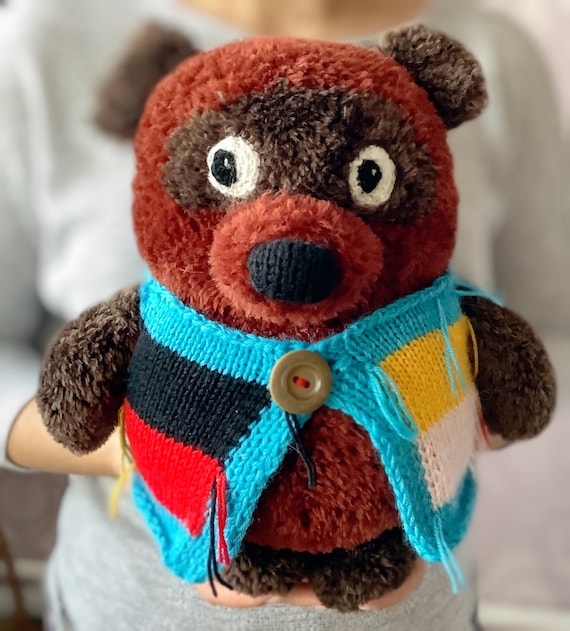 Russian Winnie The Pooh Inspired Toy Ready made 15 cm Knitted Bear Toy