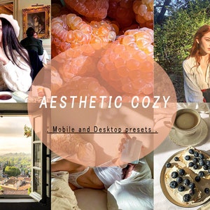 6 AESTHETIC COZY PRESETS - mobile and desktop lightroom presets - nature filters - peach aesthetic - blogger,instagramer,photographer