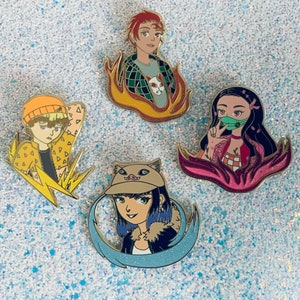 Demon killers gold hard enamel pins