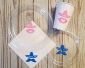 Fiesta plates, cups and napkins, baby shower plates, cups, nino or nina, senor or senorita, fiesta baby shower, bachelorette fiesta, first