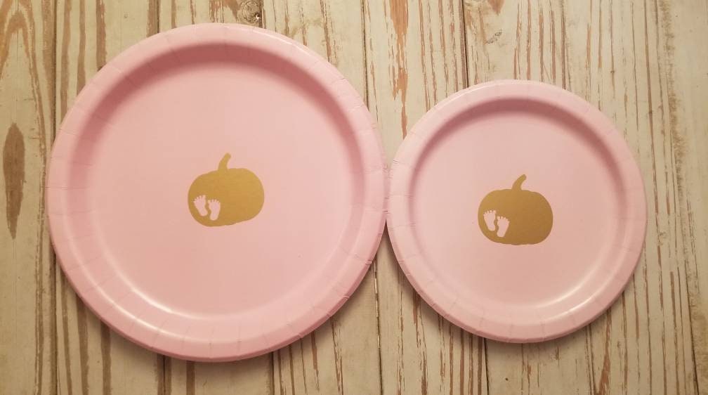 Pumpkin baby shower plates, cups and napkins, pumpkin party, pumpkin