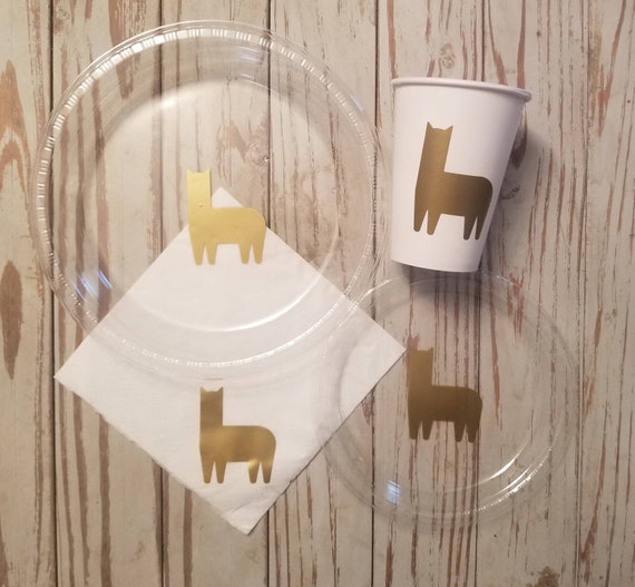 Llama or alpaca plates, cups and napkins, llama party decorations, llama tableware, llama party, alpaca baby shower,  llama baby shower