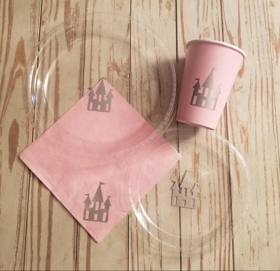 Princess party plates, cups and napkins, princess birthday party, princess baby shower, castle cups, castle napkins, castle plates, royal