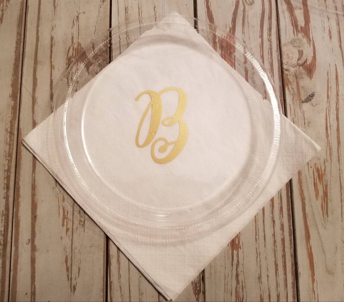 Monogrammed Plates Cups and Napkins Wedding Shower Plates Etsy