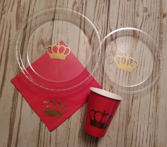 Red and gold royal crown baby shower, red and gold crown birthday, red prince or princess baby shower, royal baby shower, red and gold crown