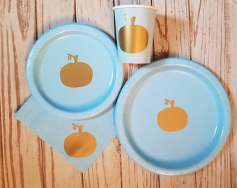 Pumpkin plates, fall plates, pumpkin tableware, fall party, little pumpkin party, pumpkin baby shower, fall wedding shower napkin, harvest