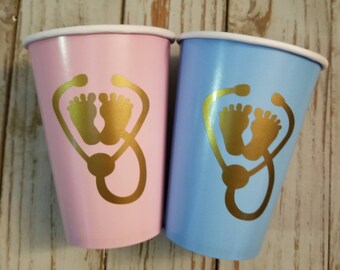 Infirmière ou médecin, assiettes révélatrices du sexe, tasses, serviettes de table, sexe médical révélateur, assiettes révélatrices du sexe, baby shower, petit médecin, petite infirmière