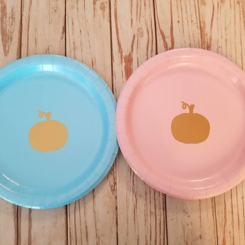 Pumpkin Gender Reveal Plates Cups and Napkins Pumpkin Baby Etsy