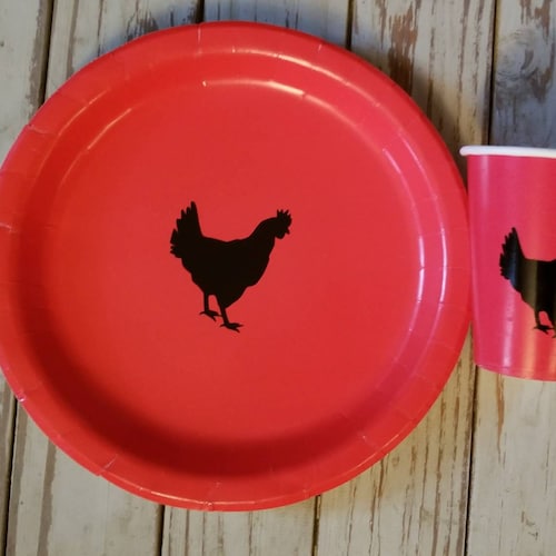 Chicken Hen Party Plates Cups Napkins Farm Birthday Party Etsy