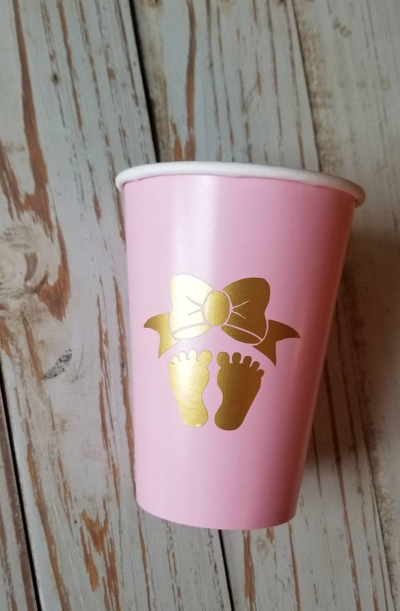 Girl Baby Shower Pink and Gold Plates Cups and Napkins Etsy