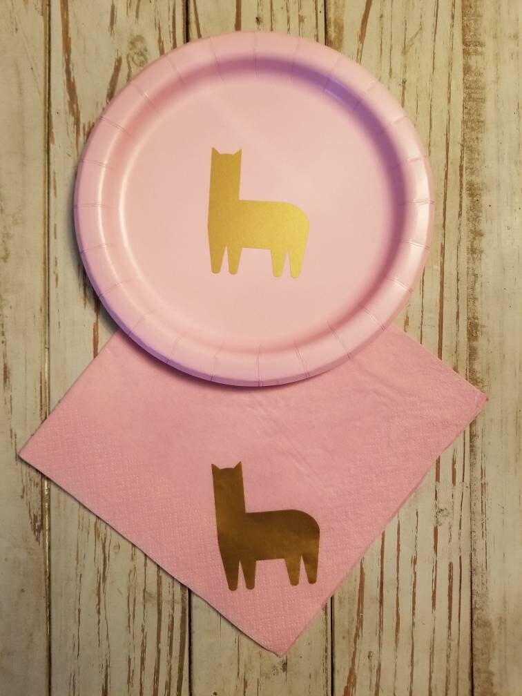 Llama plates, cups, napkins, llama gender reveal party, llama baby shower, llama birthday party