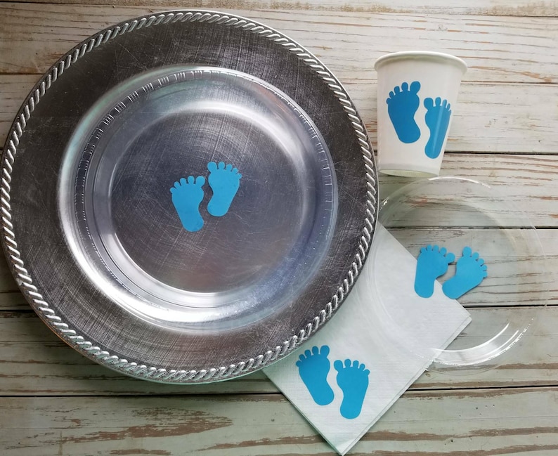 blue paper cups and plates